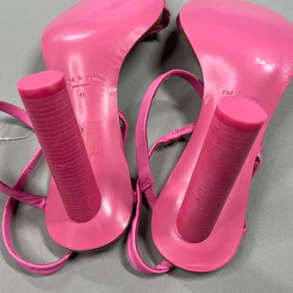 NEW Rag & Bone Shoes Womens 9 40 pink leather block heels designer city cocktail - Picture 10 of 13